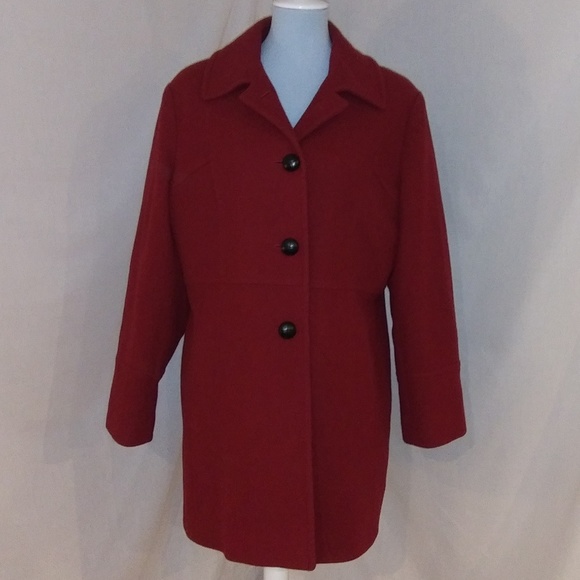 London Fog Women's Red Winter Pea Coat - Picture 2 of 8